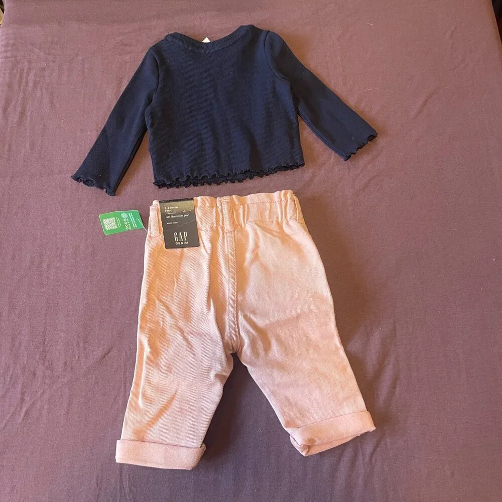 NWT 3-6month GAP baby - Pink denim and Navy Blue long sleeve outfit